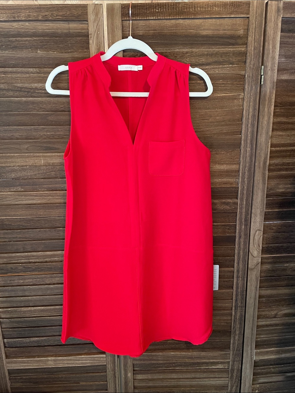 Lush Red Sleeveless V-Neck Shift Dress